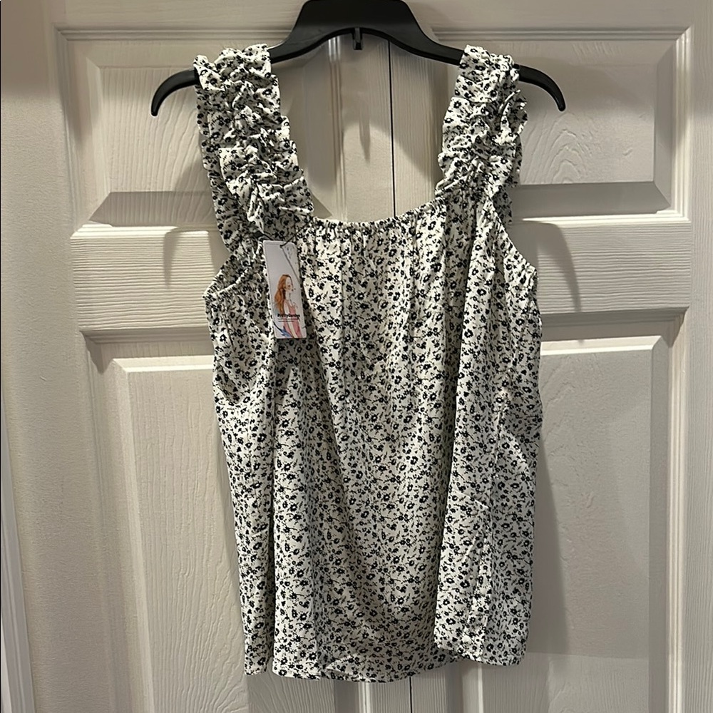 Elegant Black and White Floral Blouse